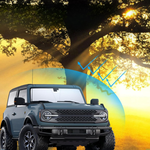 Skládací sluneční clona na čelní sklo — Kompatibilní s 2 a 4 dveřmi