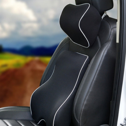Memory Foam Lumbar Support and Headrest Cushion - Comfort and Back Relief
