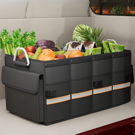 Large Capacity Car Trunk Organizer - Multiple Compartments and Total Stability