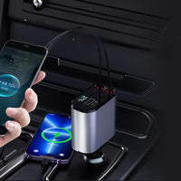 מטען רכב מהיר 12V – USB ו-Type-C עם מסך 