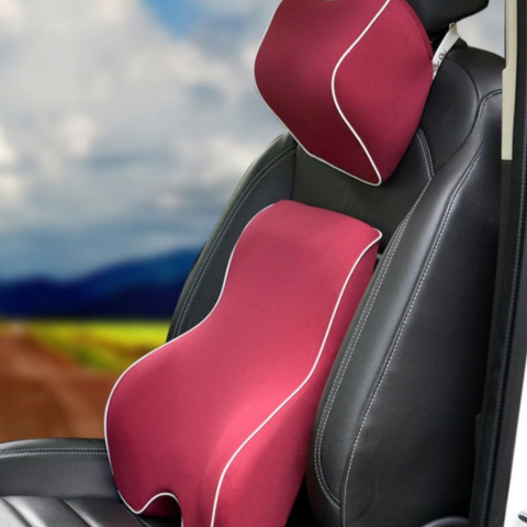 Memory Foam Lumbar Support and Headrest Cushion - Comfort and Back Relief