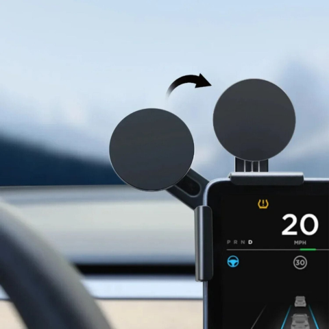 Podpora telefónu pre Tesla — magnetické uchytenie a bezdrôtové nabíjanie 