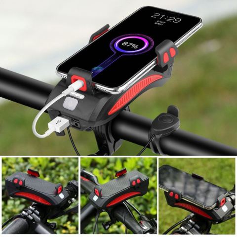 Multifunctionele Fietsverlichting – Toeter En Telefoonhouder 