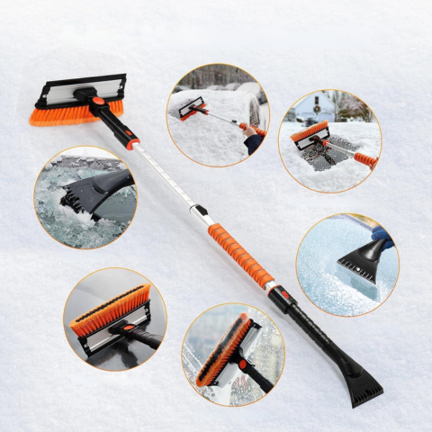 Snow Brush and Car Scraper — Adjustable and Removable Handle 