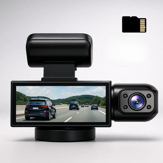 Dashcam Dublu Full HD Mașină - Viziune Nocturnă + Cameră Interioară 