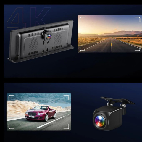 Pantalla táctil de 11,3 pulgadas con Dashcam 4K y cámara de visión trasera 1080p - Imagen ultra nítida y conducción suave
