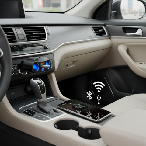 Adaptador para encendedor de coche - Doble puerto USB y pantalla digital