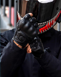 Motorcykelhandsker med Halvfingre i PU-læder – Retro Biker Stil & Åndbare Sommer 